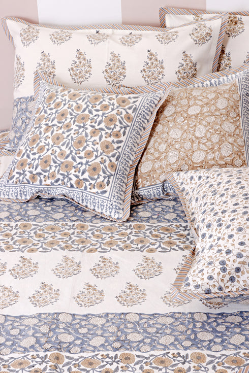 Mulmul Cotton Quilt in Floral Block Print